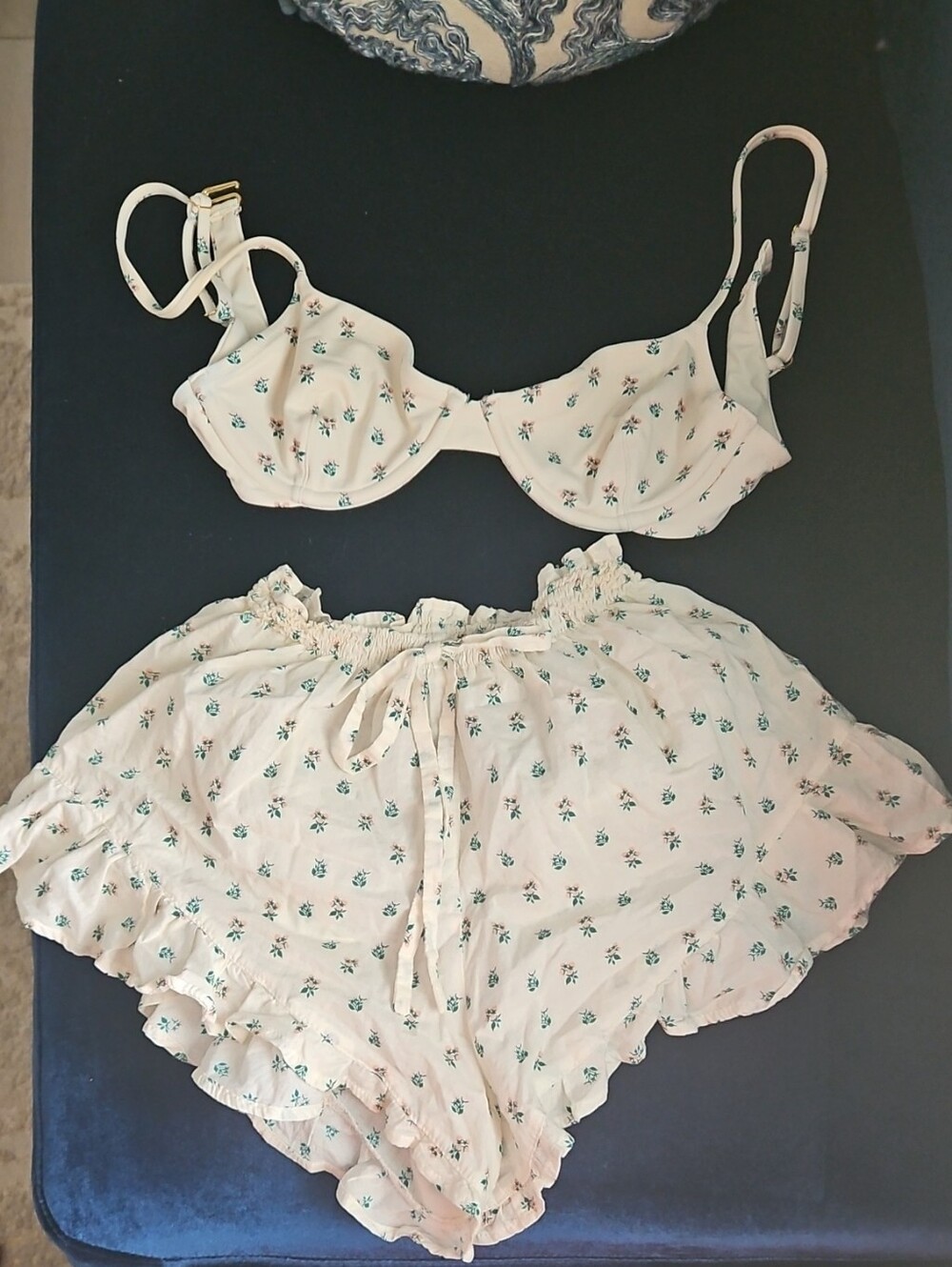 Montce Floral Ruffle Shorts & Bikini Top Set